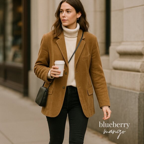 The Corduroy 80s Blazer | Boyfriend Fit Fall Jacket | Quiet Luxury Minimalist - Picture 1 of 8